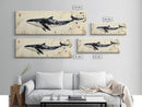 Whale Art Wabi Sabi Panoramic Oil Painting Print, Japanese Style Wall Art - Whale Decor - Whale Art Print - Living Room Decor - Minimalist