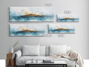 Horizontal Painting Print of Nantucket, Framed Canvas, Nautical Wall Art, Seascape landscape painting, Panoramic Nantucket Wall Art