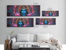 Krishna Painting Print, Ready To Hang Canvas Wall Art, Radha Krishna Art, Panoramic Art, Extra Wide Horizontal Art, Hinduism Wall Art