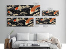 Wabi Sabi Boho Painting Print of Ko Fish, Japanese Style Decor, Panoramic Horizontal Wall Art, Extra Wide 70 Inch Wall Art, 72 Inch Wide Art