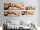 Panoramic Japanese Maple Tree Wall Art Canvas Print, Maple Tree Art, Fall Decor, Fall Wall Art, Wabi Sabi Japanese Style Maple Tree Painting
