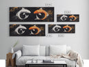 Koi Fish Infinite Sign Framed Canvas Print Ready To Hang, Wabi Sabi Home Decor, Panoramic Extra Wide Art, 20 x 60 Wall Art