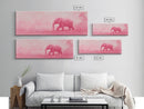 Preppy Pink Elephant Framed Canvas Print Ready To Hang Panoramic Wall Art Girl's Dorm Room Wall Art Ready To Hang