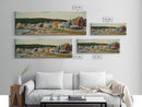 Panoramic Painting Print of Maine, Maine Wall Art, Beautiful Panoramic Seacape Painting, Nautical Landscape Painting