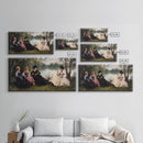 Victorian Women Having a Summer Party on the River, Framed Canvas Print, Victorian Summr Day Oil Painting Print, Whimsical Wall Art