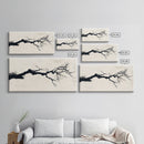 Black and White Wall Art, Framed Canvas Print, Dead Branch Painting on a Black Background, Charcoal Sketch, Charcoal Painting Wall Art