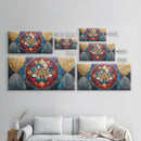 Abstract Textile Pattern Framed Canvas Print, Retro Wall Art, Scenic Decor, Statement Piece, Accent Piece Wall Art, Above Mantle Art