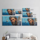 Fisherman at Sea Framed Canvas Print, Fisherman Oil Painting Style Print, Victorian Style Oil Painting Of a Fisherman, Fishing Gift Idea