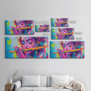 Radha Krishna Painting Print, Hindu Wall Art, Framed Canvas Print, Hinduism Wall Art, Krishna Wall Art, Krishna Playing A Flute