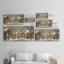 1950s Christmas Village Oil Painting on Canvas Print, Christmas home Decor, Christmas Painting, Christmas Wall Art