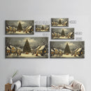 Christmas Village Framed Canvas Print Winter Decor, Canvas Wall Art, Victorian Christmas Oil Painting, Christmas Village Art