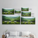 Scottish Highlands Canvas Print | Scottish Farmhouse Wall Art | Painting of Sheep in Scotland | Scotland Landscape Oil Painting