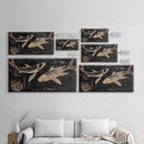 Black and White Koi Fish Oil Painting Print, Elegant Japanese Style Wood Block Print Artwork, Canvas Print Ready To Hang, Centerpiece Art