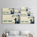 Watercolor Painting Print of a Fisherman - Elegant Japanese Style Artwork - Framed Canvas Print Ready to Hang - Coastal Wall Art - Fishing Gift