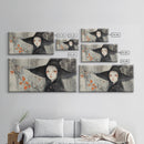 Wabi Sabi Japanese Witch Portrait - Framed Canvas Print - Wood Framed Art - Japanese Style Witchy Wall Art