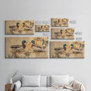Cute Kissing Mallard Ducks - Rustic Farmhouse Wall Art - Framed Canvas Print - Gift For Hunter or Outdoorsman - Cabin Art - Cabin Decor