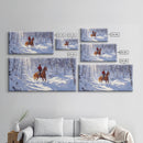 The Winter Cowboy Framed Canvas Print - Cowboy Rides His Horse Through The Snow - Cabin Decor - Outdoorsman Gift Idea - Cowboy Gift
