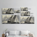 Black and White Charcoal Sketch Print of a Sailboat In a Storm, Framed Canvas Print, Nautical Wall Art, Nautical Home Decor