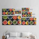 Fruit Basket Painting Canvas Print, Modern Fswmrhouse Kitchen Wall Art, Vintage Fruit Art For Dining Room Framed and Ready To Hang