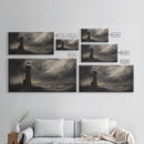 Moody Lighthouse Painting Print, Nautical Home Decor, Lighthouse Oil Painting Canvas Print, Dark and Moody Home Decor