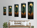 Moonlight goddess painting mystical framed canvas print, ethereal night scene, boho wall art, spiritual bedroom decor, wildflower moon art