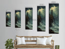 Nautical Landscape Painting Canvas Print, The Light House, Lighthouse Painting, Seascape Painting, Accent Piece, Tall Narrow Art, Skinny Art