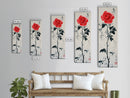 Canvas Print of Asian Style Red Rose, Art Nouveau Print, Botanical Art, Above Sofa Decor, Elegant Home Decor, Floral Wall Art