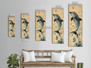 Framed Canvas Print Rustic Dolphin Art Coastal Decor in Nautical Theme, Minimalist Coastal Wall Art, Beach Living Room or Guest Room Decor