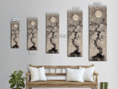 Canvas Print Moon and Tree Painting, Mystical Wabi Sabi Wall Art, Japanese-Inspired Rustic Decor, Above Bed Wall Art Gift Him