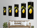 Minimalist Lemon Art Botanical Print on Black Canvas, Framed Option Available, Living Room Decor, Citrus Art, Modern Kitchen Wall Art