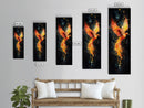 Radiant Phoenix in Flight Canvas Print, Framed Tall Wall Art, Unique Living Room Decor, Firebird Painting for Spiritual Art Lovers