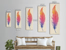 Funky Feather Painting Print - Framed Canvas - Home Decor - Tall Narrow Art - Feather Wall Art - Southwestern Decor