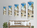 Retro Joshua Tree Wall Art Framed Canvas Print - Unique California Themed Wall Art - Skinny Tall Art - Narrow Art - Accent Piece Wall Art