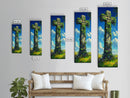 Oil Painting Print of a Celtic Cross, Irish Wall Art, Tall Narrow Art, Skinny Art, Wall Art For Small Spaces, Small Art, Ireland Art, Celtic Cross Art