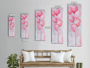 Pink Balloons Wall Art Framed Canvas Print, Light Pink Whimsical Art Vertical Decor, Fun Minimalist Wall Art for Living Room and Dorm