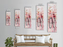 Bicycle Art Canvas Print Retro Pink Wall Art Long Narrow Vintage Style Above Couch Gift Idea Light Pink Minimalist Wabi Sabi Art