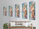 Mosaic Style Framed Canvas Print with Soft Pastel Tones, Mosaic Wall Art, Abstract Art, Vertical Wall Art, Coastal Decor, Bedroom Art