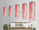 Curtain Reflection Canvas Print, soft floral vintage curtain painting with romantic pink tones, elegant tall skinny wall art for bedroom.