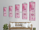 Regal Crown Gem Painting Framed Canvas Print Featuring Pink Abstract Art with Sparkling Gemstone Accents for Whimsical Wall Art Spaces
