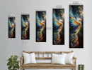 Ethereal Golden Angel Framed Canvas Print with Starlit Background, Angel Art Prints, Boho Art, Bedroom Art, Living Room Art, Vertical Wall Art
