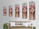 Floral Goddess Portrait Canvas Print Cherry Blossom Painting Feminine Art Bedroom Decor Light Pink Vertical Artwork Boho