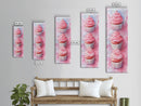 Pink Cupcake Trio Canvas Print, Whimsical Kitchen Art, Rustic Light Pink Wall Art, Food Review Vertical Artwork, Gift Idea For Her