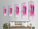 Pink Lipstick Duo Canvas Print, Whimsical Minimalist Vertical Wall Art, Light Pink Cosmetic Art, Gift Idea, Bedroom Skinny Artwork