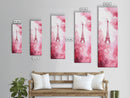 Eiffel Tower Painting Framed Canvas Print Romantic Parisian Wall Art Light Pink Decor Vertical Artwork Whimsical Home Accent Art
