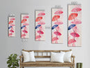 Vibrant Umbrellas Framed Canvas Print in Pink Orange Wall Art Style Perfect Whimsical Vertical Art for Dorm or Playful Decor