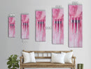Glossy Pink Lipstick Trio Framed Canvas Print in Minimalist Vertical Wall Art for Fashion and Makeup Room Décor