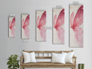 Pink Butterfly Whimsical Art Framed Canvas Print, Cherry Blossom Painting with Light Pink Abstract Style, Minimalist Vertical Wall Art