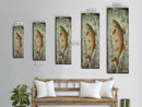 Trout Art Rustic Framed Canvas Print Skinny Vertical Art Fly Fishing Art Rustic Decor Tall Narrow Art Guest Room Wall Decor
