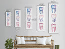 Whimsical Rainbow Teeth Canvas Print, Dentist Office Vertical Wall Art, Vibrant Dental Art Print for Gift Ideas