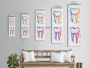 Watercolor Teeth Canvas Print, Dentist Office Vertical Wall Art, Vibrant Dental Art Print for Gift Ideas